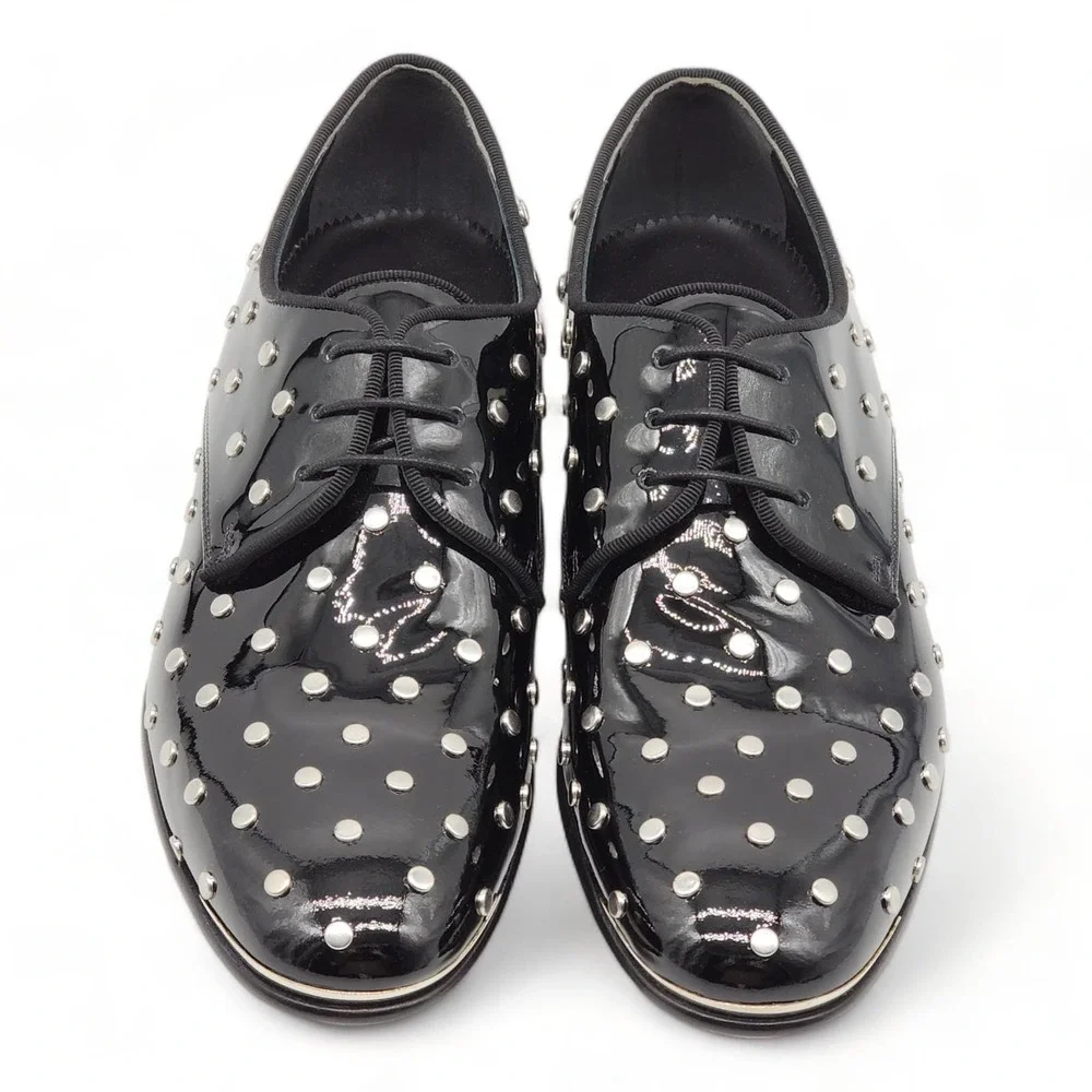 Alexander McQueen Patent Leather Men's Studded Derby Shoes $1150